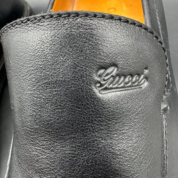 Gucci Black Slip On Loafers Mens Leather Upper Made in Italy Size 7.5D - Picture 8 of 16